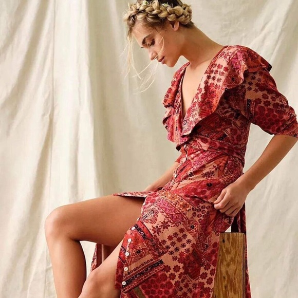 Free People
Lennon Printed 3/4 Sleeve V-Neck Split Button Front Dress - Picture 5 of 15